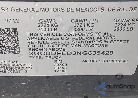 2022 Chevrolet Silverado 1500 4Wd Short Bed Lt Trail Boss from USA, damaged, VIN 3GCUDFED3NG635429